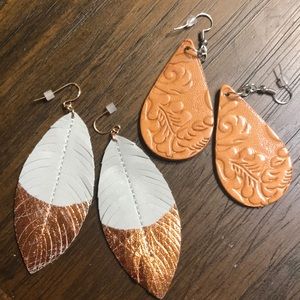 Leather earrings! Brand new never worn!